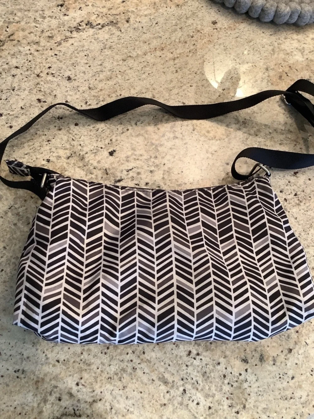 Baggallini Black & White Chevron Crossbody Bag